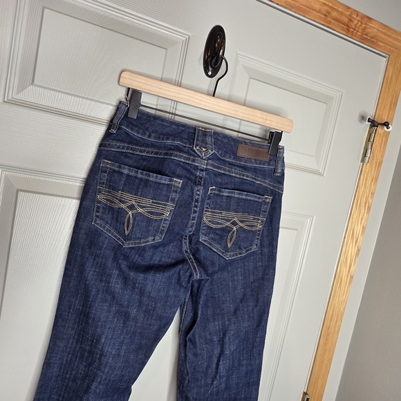 Rock & Roll Ladies Dark Wash Boot Stitch Mid Rise Trousers 27 x 36 Long Tall - Picture 7 of 9